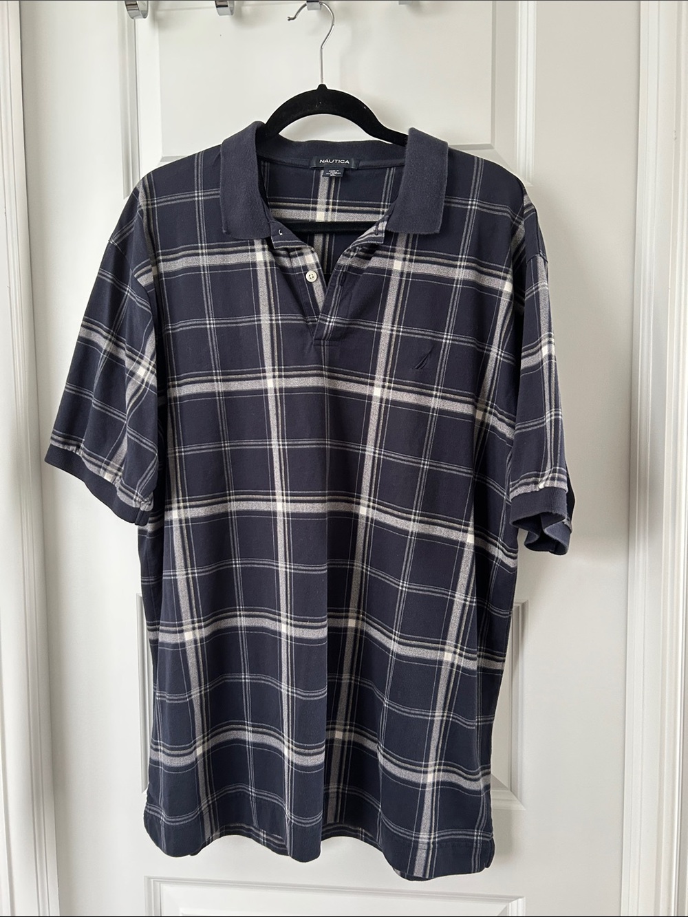 Nautica Men’s XL Navy Plaid Polo Shirt